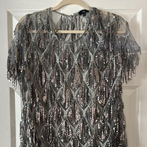 Lulu's Silver Sequin Embellished Mini Dress